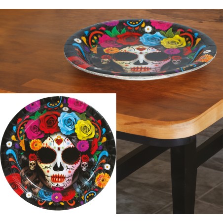 Platos catrina dia de muertos 6 uds 23 cm-El Informal Santander