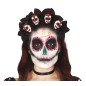 Diadema catrina flores negras con calveras