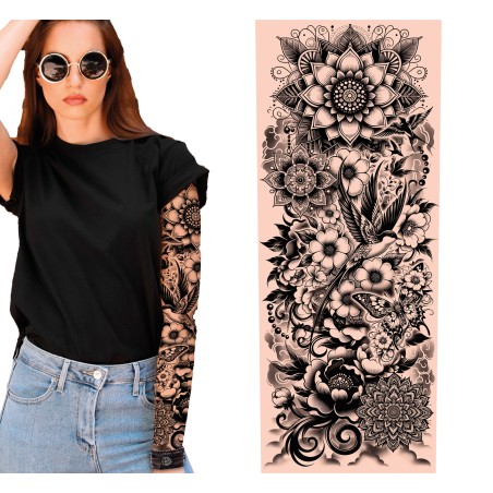 Manga tatuaje para brazo blanco y negro-El Informal