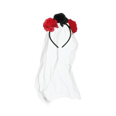 Diadema flores catrina infantil con velo-El Informal