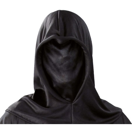 Careta sin rostro capucha negra tela halloween -El Informal