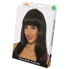 Peluca melena con flequillo morena-El Informal Santander