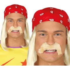 Peluca rubia con pañuelo y bigote similar hulk hogan-El Informal Santander