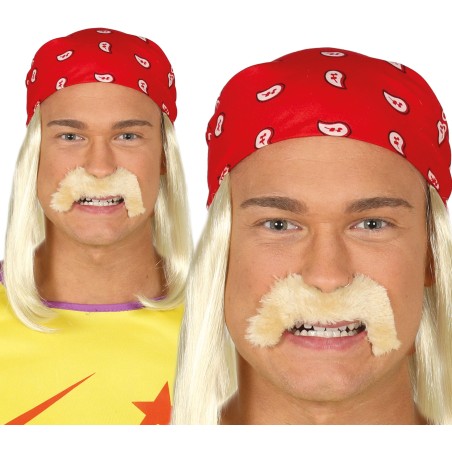 Peluca rubia con pañuelo y bigote similar hulk hogan-El Informal Santander