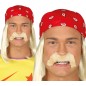 Peluca rubia con pañuelo y bigote similar hulk hogan