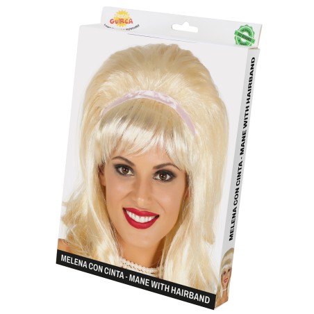 Peluca rubia con cinta pop art