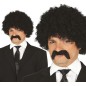 Peluca rizos negra afro con bigote años 60 70