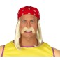 Peluca rubia con pañuelo y bigote similar hulk hogan