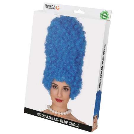 Peluca marge azul rizos 40 cm