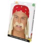 Peluca rubia con pañuelo y bigote similar hulk hogan