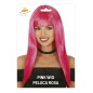 Peluca rosa larga con flequillo