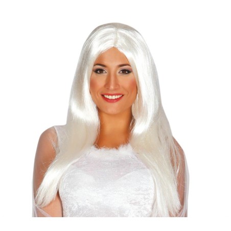 Peluca lisa blanca