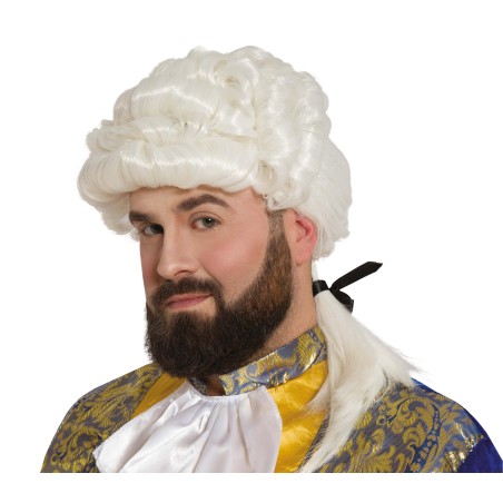 Peluca blanca de epoca coleta hombre
