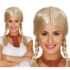 Peluca rubia con trenzas colegiala-El Informal Santander
