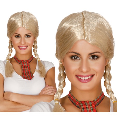 Peluca rubia con trenzas colegiala-El Informal Santander