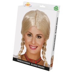 Peluca rubia con trenzas colegiala-El Informal Santander