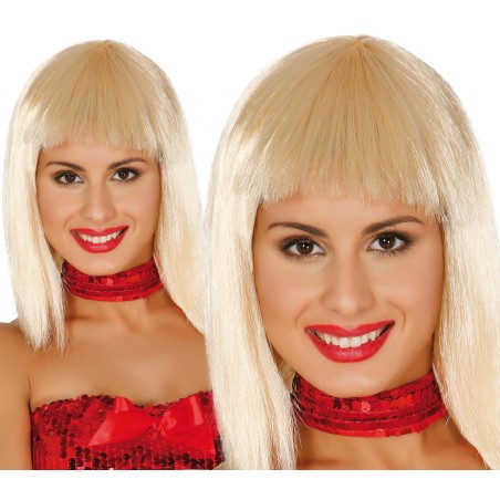 Peluca media melena flequillo rubia-El Informal Santander