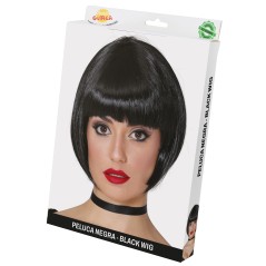 Peluca cabaret media melena negra flequillo-El Informal Santander