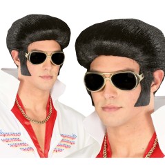 Peluca elvis travolta negra tupe -El Informal Santander