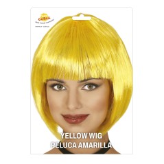 Peluca amarilla corta con flequillo-El Informal Santander