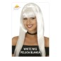 Peluca blanca larga con flequillo