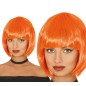 Peluca naranja corta con flequillo