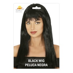 Peluca morena larga con flequillo-El Informal Santander
