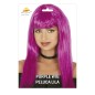 Peluca morada larga con flequillo