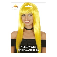 Peluca amarilla larga con flequillo-El Informal Santander