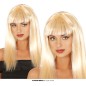 Peluca rubia larga con flequillo