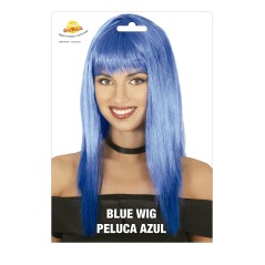 Peluca azul larga con flequillo-El Informal Santander