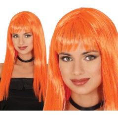 Peluca naranja larga con flequillo-El Informal Santander