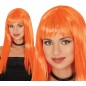 Peluca naranja larga con flequillo