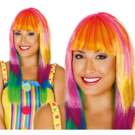 Peluca melena lisa multicolor arcoiris-El Informal Santander