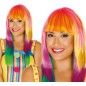 Peluca melena lisa multicolor arcoiris