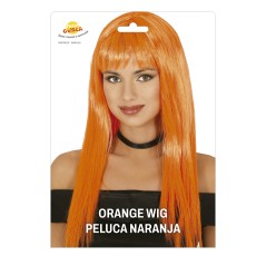 Peluca naranja larga con flequillo-El Informal Santander