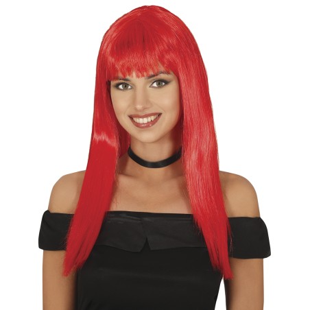 Peluca roja larga con flequillo