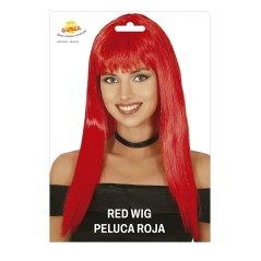 Peluca roja larga con flequillo-El Informal Santander