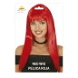 Peluca roja larga con flequillo