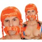 Peluca obelix galo naranja con trenzas