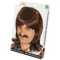 Peluca castaña con bigote hippie años 60 70 hombre