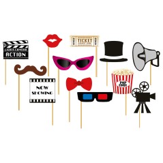 Set photocall cine hollywood 12 piezas con palito