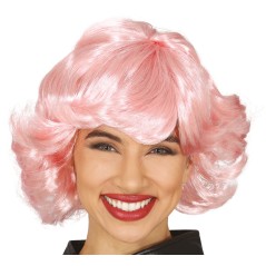Peluca rosa años 50 rizo