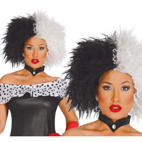 Peluca blanca y negra cruella de vil dalmatas -El Informal