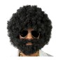 Peluca negra afro con barba rizos