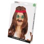Peluca hippie con bigote y cinta castaña años 60 70