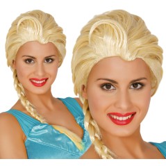 Peluca princesa de hielo elsa rubia con trenza -El Informal