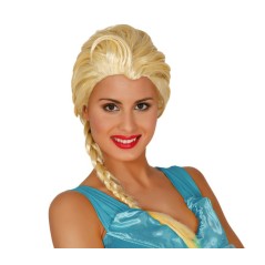 Peluca princesa de hielo elsa rubia con trenza