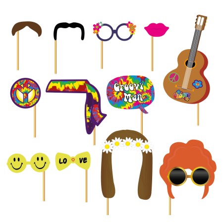Set photocall hippie 12 piezas con palito-El Informal