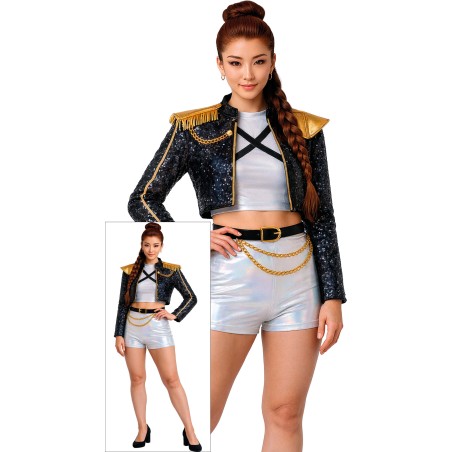 Disfraz guerrera K-pop vestido blanco talla 14-16 años
